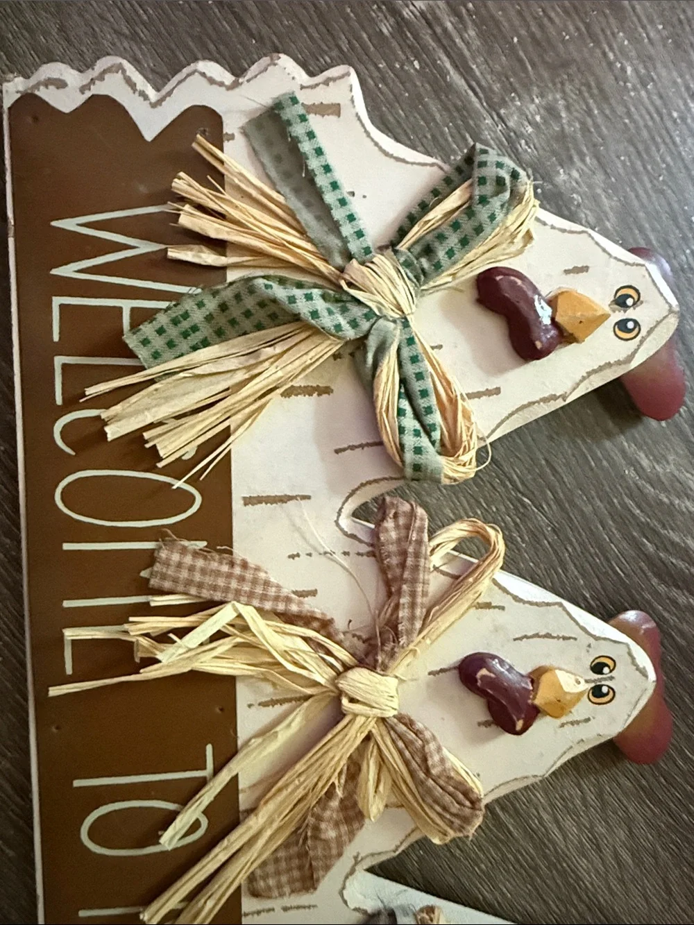 Welcome to My Nest Chicken Trio Wall Sign - White and Brown